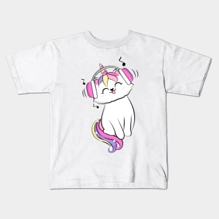 Cute loving Caticorn Music Unicorn girl Kids T-Shirt